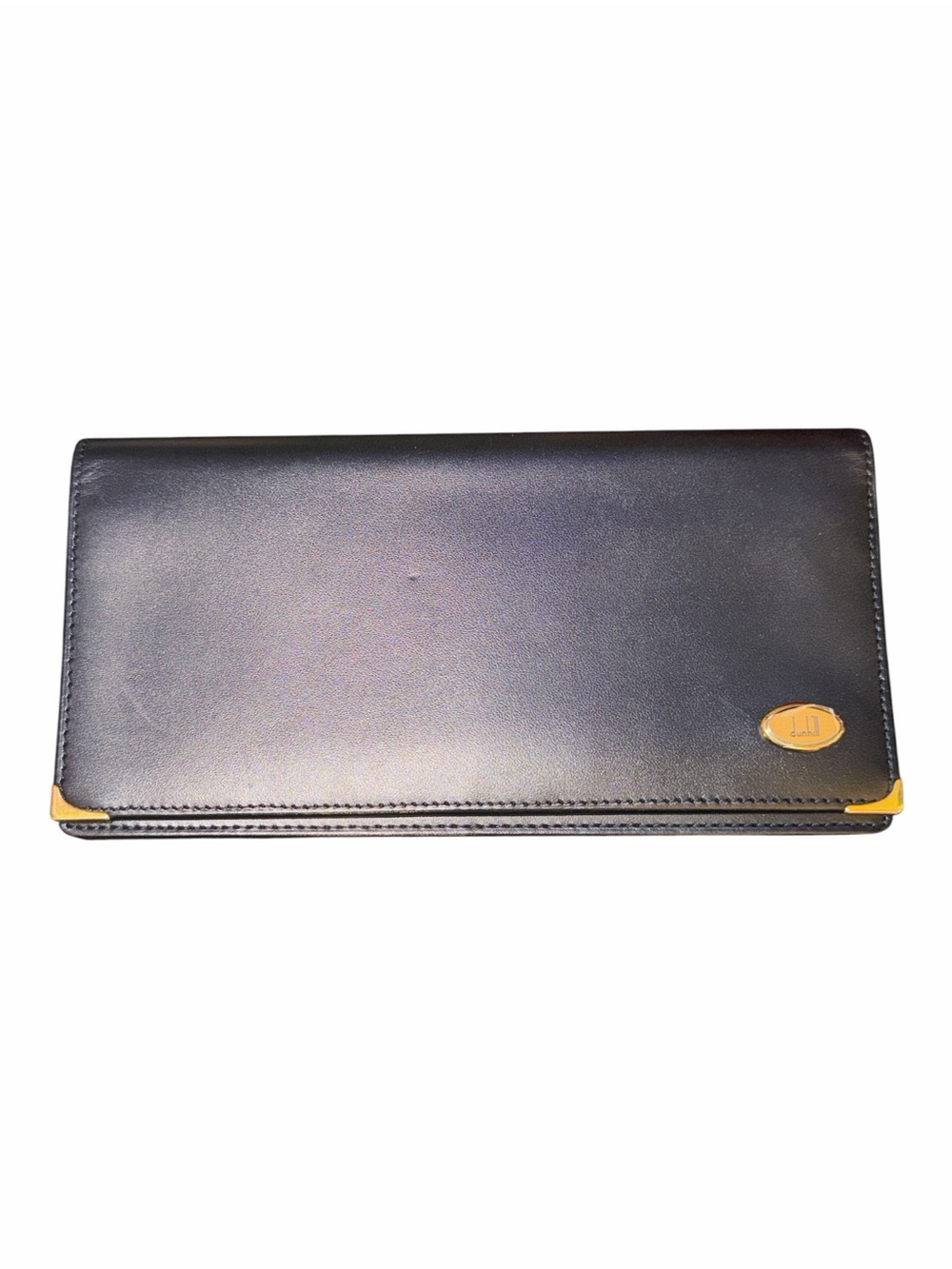 Vintage Dunhill Black Leather Long Coat Wallet Gold Hardware - NWOT / Pristine